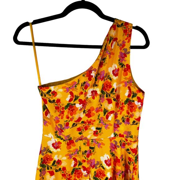 Alexia Admor New Fay Floral One Shoulder Midi Fit and Flare Dress Yellow Size 2 - Picture 10 of 15